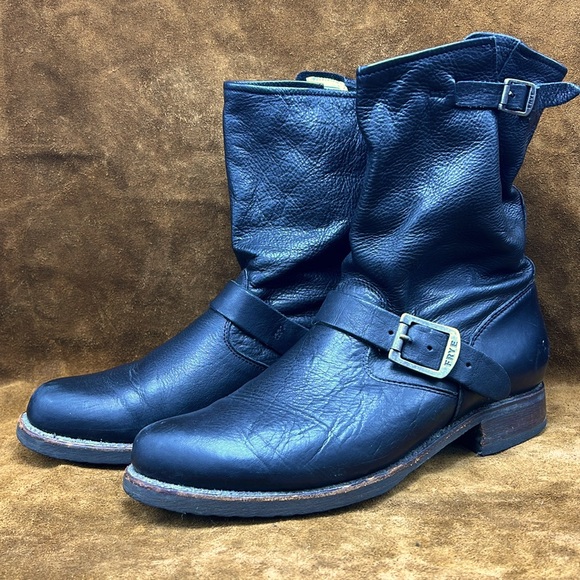 Frye Black Leather Engineer Style Boots - Picture 3 of 10